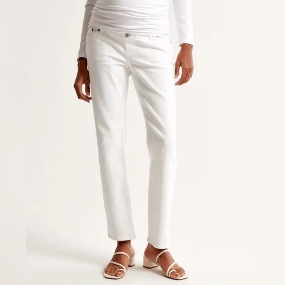 Abercrombie & Fitch Ankle Straight Maternity Jean‎ White 27/4 Short Minimalist